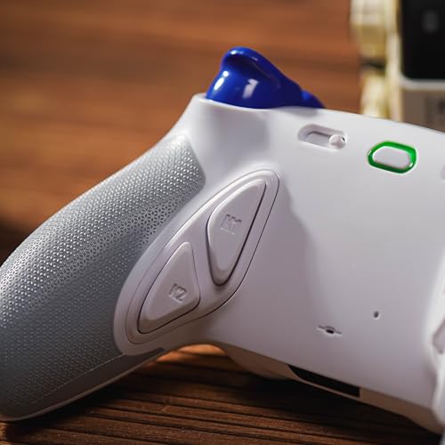 Image of HEXGAMING PHANTOM Pro Controller with 4 Remappable Buttons, 6 Remapping Profiles, 8 Interchangeable Analog Stick, and Adjustable Triggers Compatible with ps5, PC, Mobile - Hall Effect Vision White