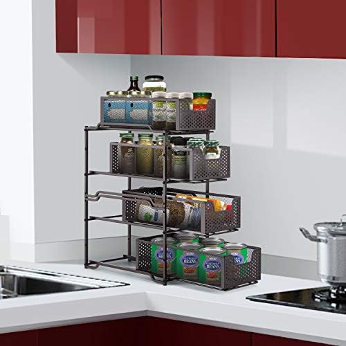 Easy Trending Stackable 2-Tier Beneath Sink Cupboard Organizer with Sliding Storage Drawer, Bronze 6 41zowbmplIL. AC