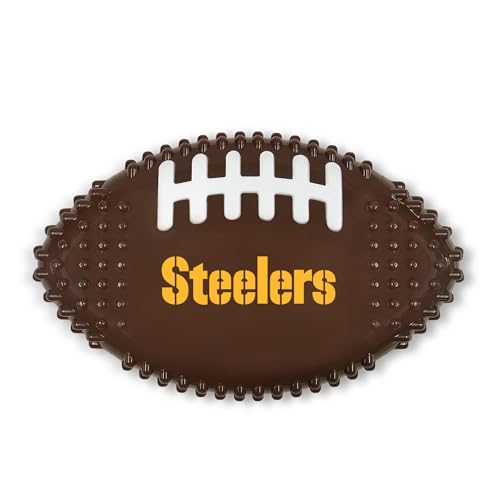 NFL Pittsburgh Steelers Mega-chew Hard Nylon Bacon-flavored Dog Bone Football Chew Toy. Tasty Interactive Fun for Aggressive Chewers
