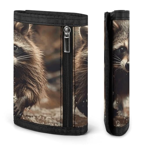 Raccoon Walking in Water Trifold Wallet for Men - Money Clip Slim Wallets with Multiple Card Slots Minimalist Small Front Pocket Wallet for Everyday Carry3