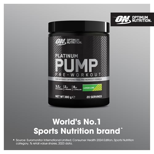 Optimum Nutrition ON Platinum Pump Pre-Workout, Intense Caffeine-Free Pre-Workout Food Supplement with Fruitflow, Beta-Alanine, L-Arginine, L-Citrulline, Lemon Lime Flavour, 20 Servings, 380 g - Image 3