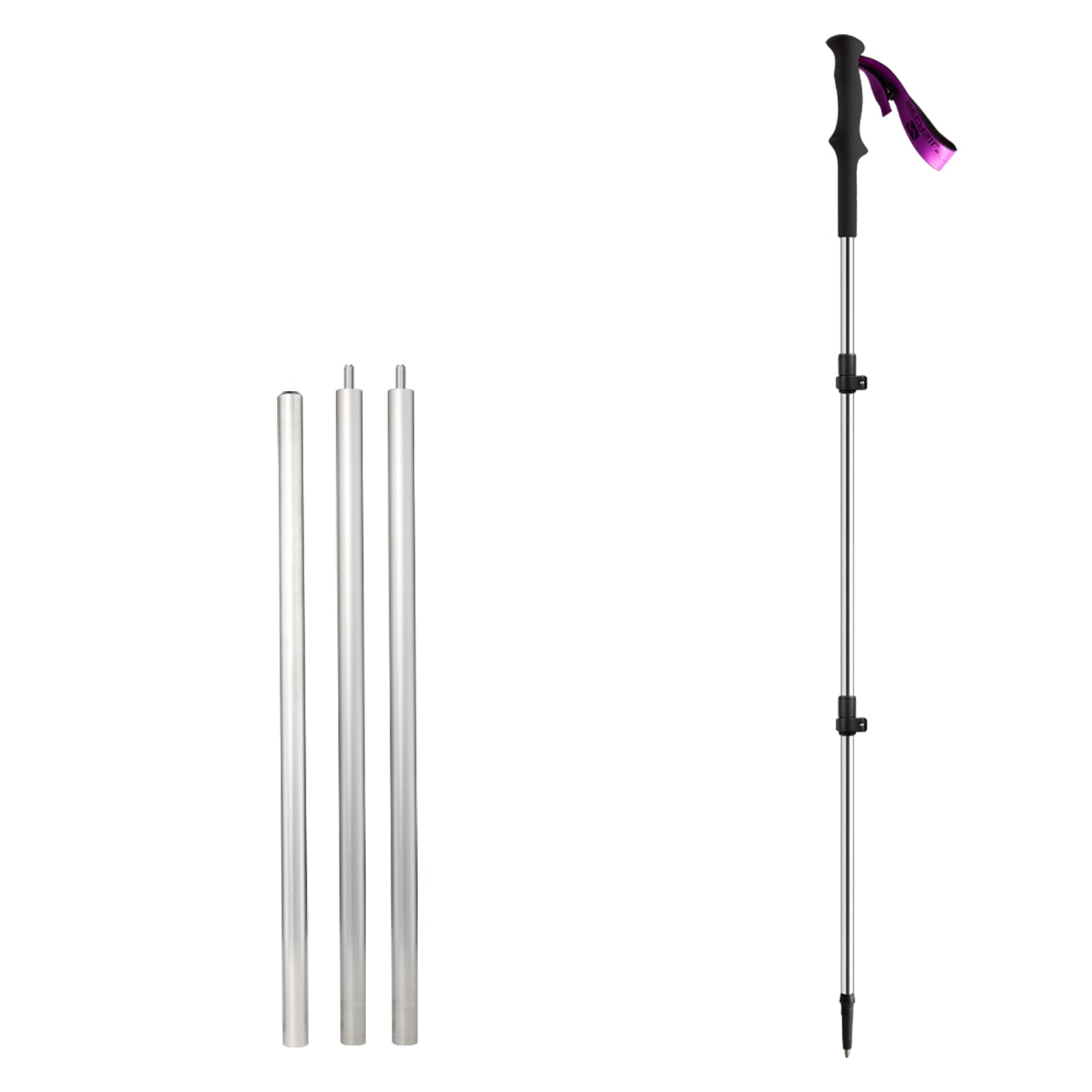 Bastón de senderismo de titanio, ultraligero y duradero, bastón plegable ajustable de 49 pulgadas con agarre ergonómico y correa de muñeca para senderismo, mochilero y montañismo