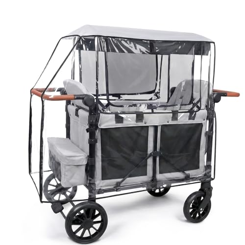 Clear Stroller Rain Cover for Trolley Cart Rain Cover for Wagon Stroller with Mosquito Net Big Size Suitable for The WonderFold W4 Original Waterproof Picnic Camping Accessories (Cart Not Included)