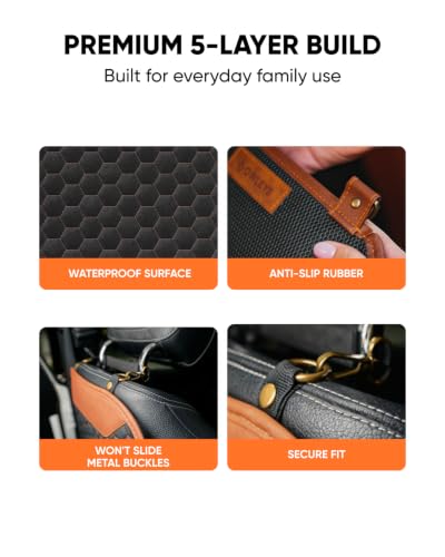 Image of Owleys Kick Mat Back Seat Protector - Car Back Seat Cover for Kids Feet - Waterproof & Sturdy Protector for Upholstery from Dirt, Mud, Scratches and Stain (Hexy)