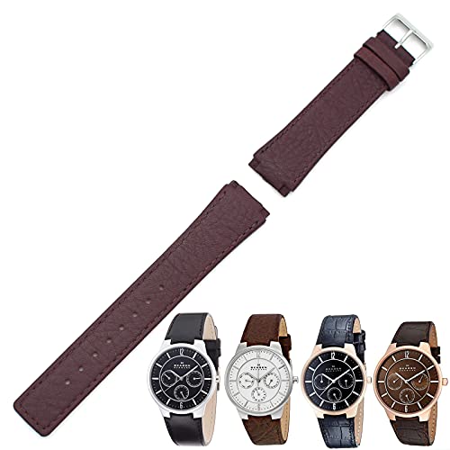 Genuine Leather Watch Strap Replacement for Skagen - 331XLSLB 331XLSLC4 331XLSL1 331XLRLD 331XLRLBO 331XLRLB (Brown-2)