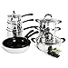 ProCook Gourmet Steel - Batterie de Cuisine Inox Induction - 8 Pièces - Casseroles Poêles Faitout Marmite - Becs Verseurs - Couvercles Passoire Verre Trempé - Poignées Silicone Isolant