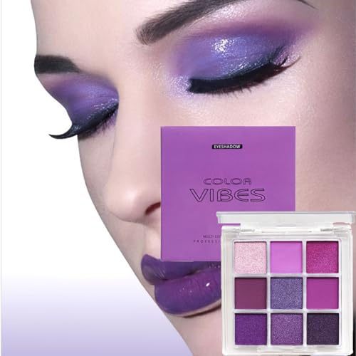Matte Pearlescent Purple Eyeshadow Palette 9 Eyeshadow Shades, Shimmering Pale Purple Makeup Set, Waterproof, Long Lasting Intense Colour, Mixable Pressed Pigment Eyeshadows, Gift for Girls, Women - Image 7