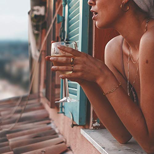 WEARON Gold Bracelet for Women 14K Gold Plated Snake Herringbone Figaro Cuban Bead Paperclip Cable Box Chain Simple Jewelry4