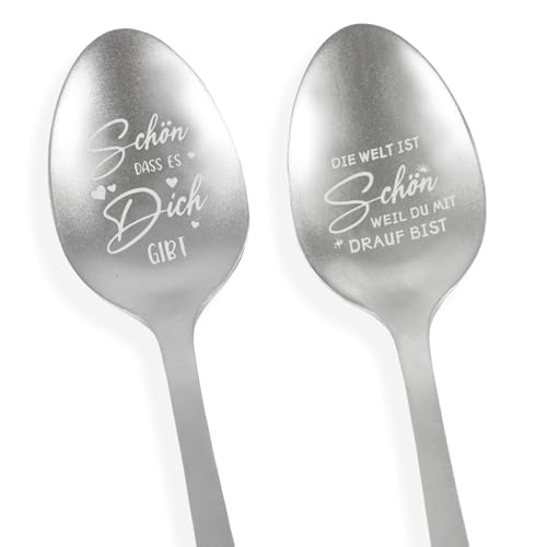 Schön Dass es Dich Gibt Geschenke - 2 Stück Kaffeelöffel mit Gravur, Geburtstagsgeschenke Geschenke für frauen Beste Freundin, Geburtstag,...