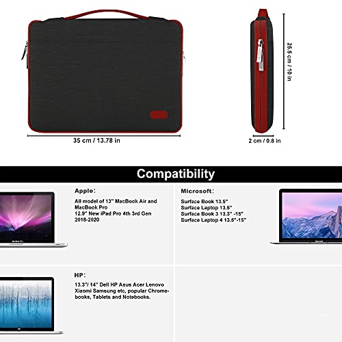 Image of Hseok Laptop Sleeve 13-14 Inch Case Briefcase Compatible with MacBook Neo Pro 14 M5 /M4 /M3 /M2 /M1, All Models 13.3 Mac Air /Pro, XPS 13 14, Most Popular 13 inch-14 inch Notebooks,B03K02