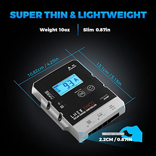 Lnex Solar Charge Controller Waterproof, 20A Super Thin Solar Panel Battery Intelligent Regulator With Lcd Display 12V/24V Pwm Solar Controller For Lifepo4,Agm, Gel, Flooded And Lithium Battery #TOP3