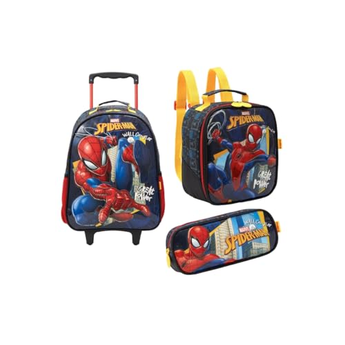 Kit Mochila D Carrinho Lancheira E Estojo Homem Aranha 13340