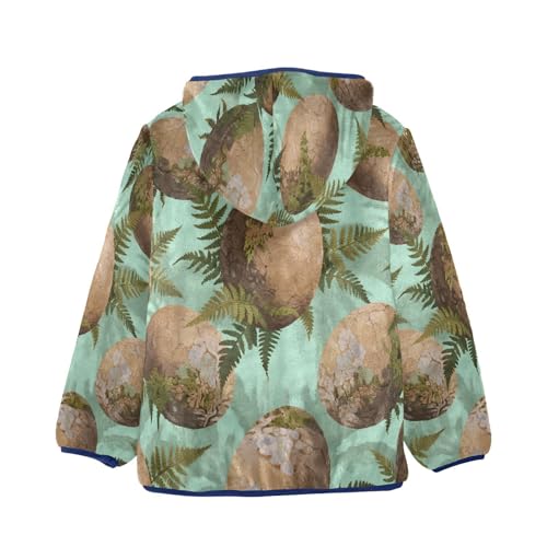 Dinosaur Eggs with Fern Leaves Toddler Fleece Jacket Girl Boys Hooded Fleece Jacket Coat Warm Outwear Zip-up 3-10T2