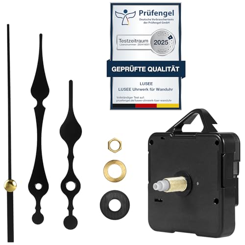 LUSEE Mecanismos de Movimiento de Relojes, Mecanismo de Silencioso de Cuarzo con Puntero Corto para DIY Reparación Reemplazo de Piezas (Longitud del eje:16mm / 0,62pulgada)