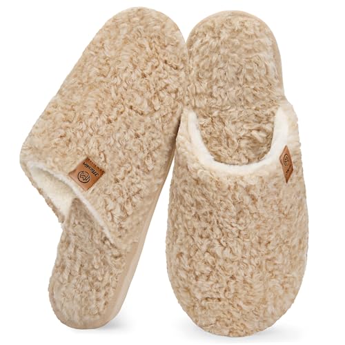 Image of Micolin Slippers For Women Men Fuzzy Winter Warm With Memory Foam House Comfort Fluffy Lining Anti-Skid Cute Indoor Outdoor Shoes