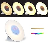 Wake-Up Light,TSTAR Sunrise Simulation Alarm Clock, Nature Night Light, 5 Colors Atmosphere Lamp,4 Brightness Bedside Lamp,Morning Wake-Up Alarm Light with Nature Sounds & FM Radio - Touch Control