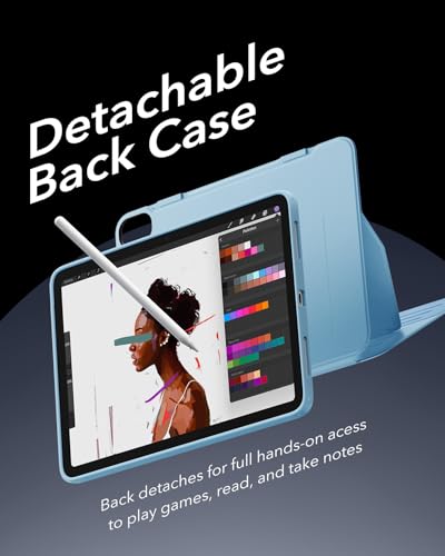 Image of ESR for iPad Air 13 Inch Case M4 /M3 /M2 (2026 /2025 /2024), Removable Magnetic Cover with Pencil Charging & Storage, Adjustable Portrait /Landscape Stand, 9 Standing Angles, Shift Series, Light Blue