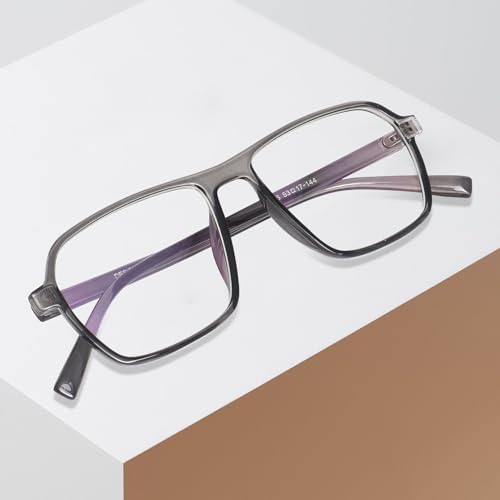 Image of Peter Jones Grey Square Unisex Medium Sleek Optical Frame with Anti Glare Lenses (AG216GT)