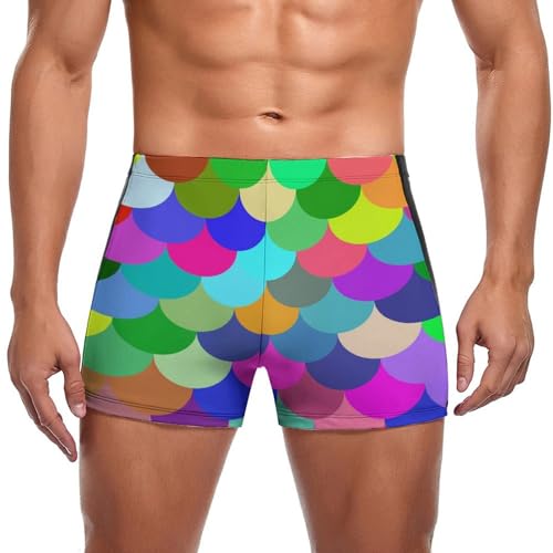 Maillot de bain homme slip multicolore à motif écailles de poisson pour plage