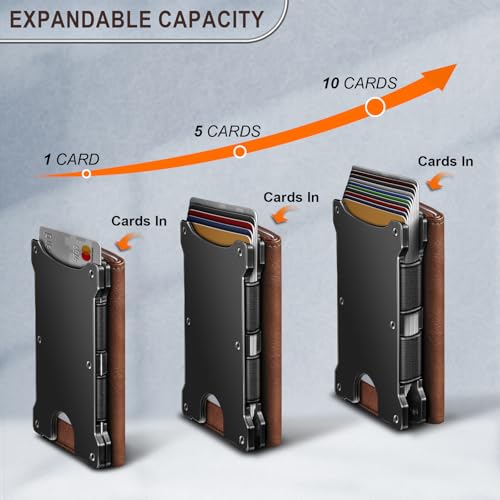 BULLIANT Men Wallet, Slim Front Pocket Leather Wallet Magnetic Closure for Gift Men,Expandable for 14Cards4