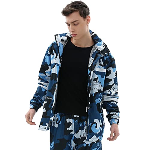 SJASD Traje de Lluvia para Moto para Hombres y Mujer Impermeable Chaqueta para Ciclismo Ropa Traje para Motocicleta con Capucha Extraíble Abrigo A Prueba De Lluvia Reflectante Ponchos