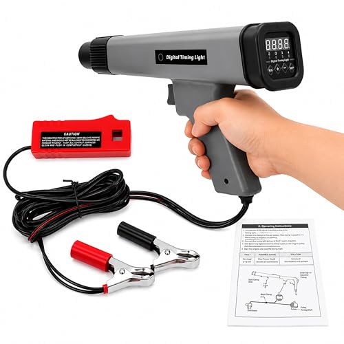 BINGOX Digital Timing Light with Tachometer, 12V Ignition Timing Gun, Automotive Timing Light with Advance Angle, Xenon Timing Strobe Light, Inductive Clamp for 2 and 4 Stroke Engines