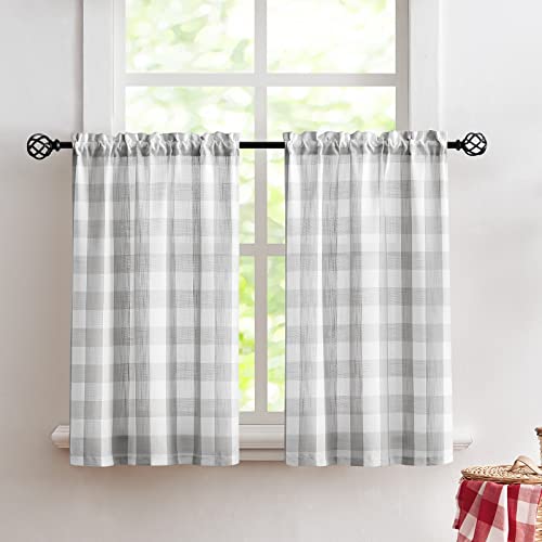 Opiniones de Cortinas de media altura al mejor precio. 43 Treatmentex Cortinas de Cocina de Cuadros Blancos y Grises con Niveles de 36 Pulgadas de Largo, Cortinas de Media Ventana, Juego de Cortinas semitransparentes de 27 x 36 Pulgadas,...