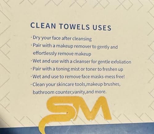 SM Disposable Face Towels XL, Makeup Remover Dry Wipes, Super Soft 50 Count