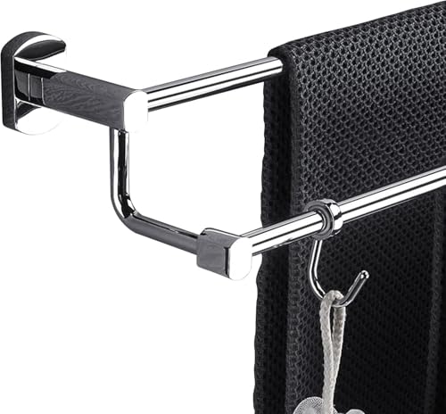 Porte-serviettes double tige multifonction de salle de bain en cuivre 40 cm