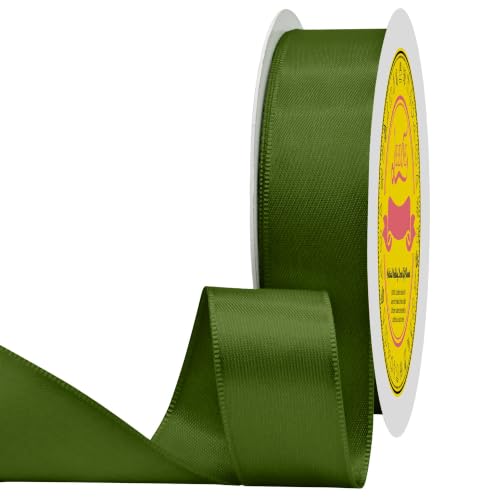 Image of Moss Double Face Satin Ribbon 1 inch X 50 Yards Spool Bright Colors Very Suitable for Weddings Gift Package Wrapping Dancer Wand Sewing Party Hair Bow Invitation Decorations and More