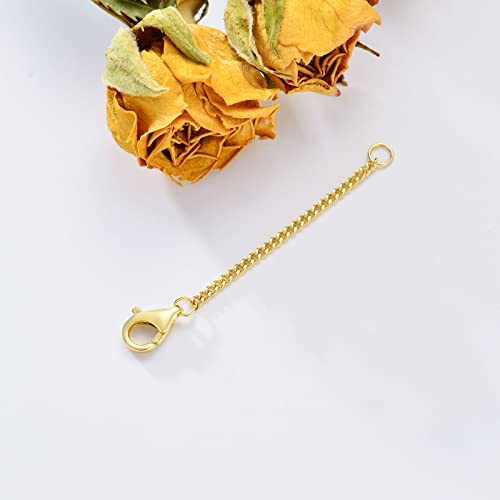 Image of 10k 14k Real Gold 1 inch /1.5 inch /2 inch /2.5 inch /3 inch /4 inch /5 inch Necklace Extender, Necklace Bracelet Extender Chain, Durable Gold Extender Chain, Adjustable Extension Chain for Necklace Bracelet Anklet