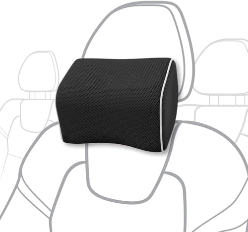 Image of obliq Memory Foam Car Headrest Cushion, Neck Rest Seat Pillow for Pain Relief, Ergonomic Cervical Support for All Cars (Beige)