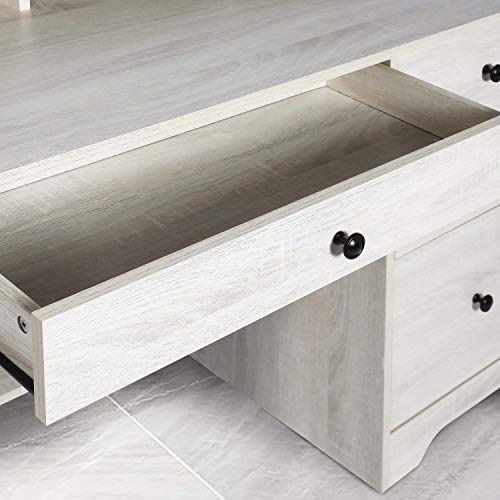 Computer Desk with Hutch and Drawers,Work Station,Student Writing Study Table for Home Office or Den (White Oak) - Thumbnail 7