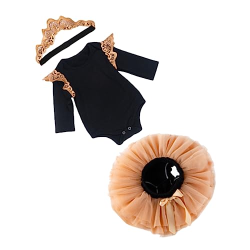 Didiseaon Set of Baby Girls Headband Suit Black Long Sleeve Stylish Dress for Girls