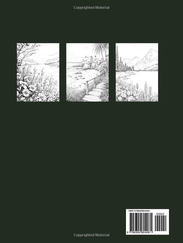 Relaxing Landscapes: Stress Relief Coloring Book for Adults: Featuring Cute Flowers and Mindful Nature Scenes. Explore Calm Beaches, Soothing Forests, ... Books Set for Teens, Adults, and Seniors) image 3