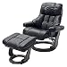 Produktbild Robas Lund Relaxsessel Calgary XXL mit Hocker, bis 180 kg belastbar, Echtleder schwarz, Gestell Holz schwarz, 64038SX5