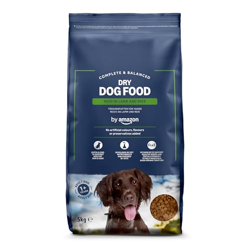 by Amazon - Alimento secco completo per cani adulti ricco di agnello e riso, 1 confezione da 5 kg
