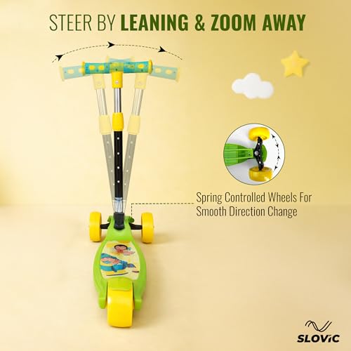Image of Slovic Kick Scooter for Kids 3+ Years with Adjustable Handle Height | 3 Wheels Kids Scooter Toys | Foldable Kick Skating Cycle | Scooter Birthday Gift for Kids | 50 KG Weight Capacity | BIS Approved