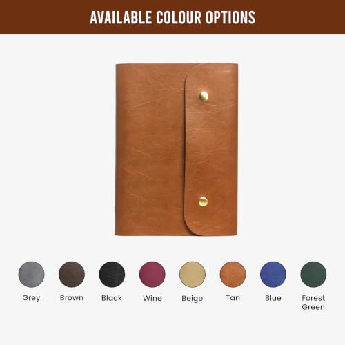 Image of The Messy Corner Leather Button Diary | A5 Travel Notebook & Daily Planner for Men and Women | Vegan & Premium Quality | 80 GSM, 140 Ruled Pages - Stylish Brown Notepad