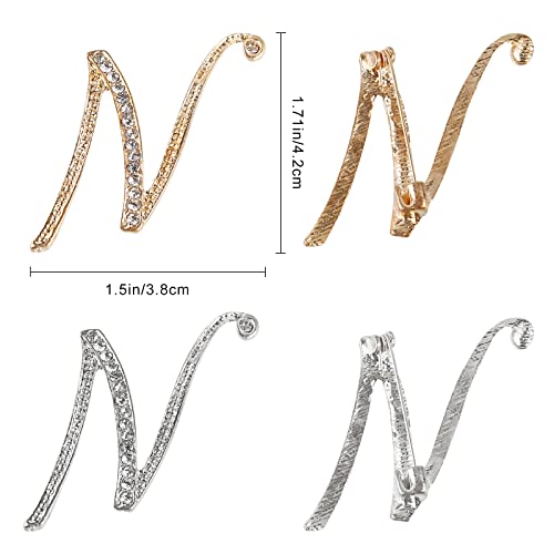 Image of Letter Brooch Pins, Alloy Lapel Pin Gold and Silver for Women, Girls, Men