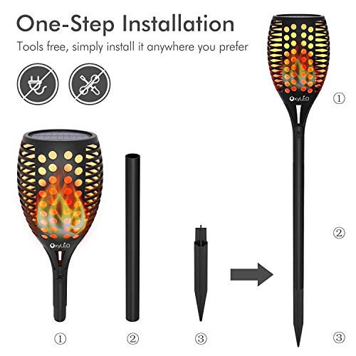 OxyLED 8 Pack Solar Torch Lights with Flickering Flames, Outdoor Solar Garden Lights for Halloween Decors, Landscape Lighting Solar Powered Waterproof for Pathway, Yard, Patio, Lawn, Porch, Christmas - Thumbnail 5