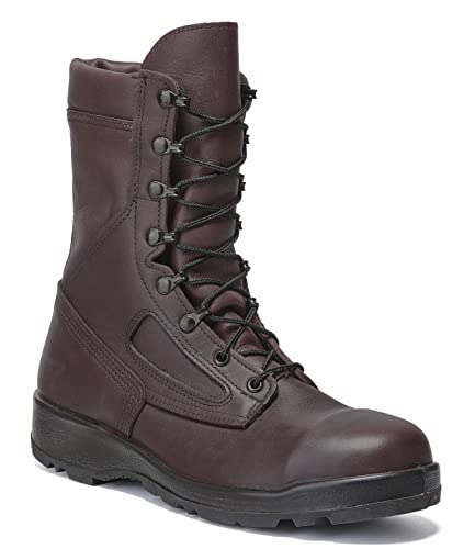 Belleville 339 ST 8 Inch U.S Navy Aviator EH Rated Steel Toe Boots for Men - Shock Absorbent Midsole & Slip-Resistant Outsole Military Boots - Berry Compliant - Brown Leather