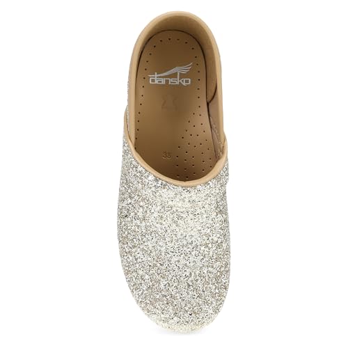 Image of Dansko Professional Glitter Slip-On Clogs for Women - Rocker Sole and Arch Support for Comfort - Shiny and Stylish Glitter Uppers