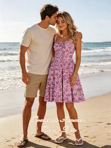 Image of YIOYOLA Womens Summer Mini Corset Casual Dresses Spaghetti Straps Lace Up Vacation Beach Sundress with Pockets 2026