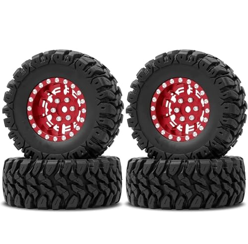 RC�^�C�� For TRX4M For SCX24 FCX24 AX24 1/24 1/18 RC �N���[���[�� 1.2 �C���`�r�[�h���b�N�z�C�[�� 7 �~�����[�g���l�K�e�B�u�I�t�Z�b�g�z�C�[�������X�e�B�b�L�[�^�C��(Red)