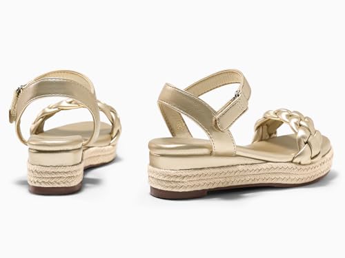 Image of Coutgo Girls Platform Sandals Espadrille Braid Open Toe Ankle Strap Wedge Sandals Summer Dress Shoes for Toddler /Little /Big Kids