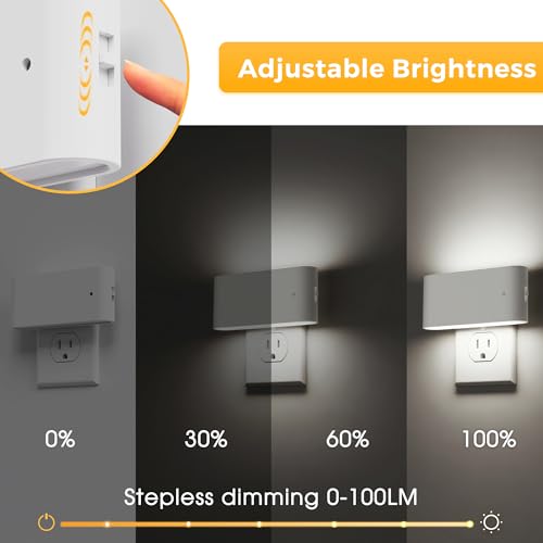 Image of L LOHAS LED Night Light, 2 Pack Dimmable Modern LED Night Lights Plug into Wall,Dusk to Dawn Sensor Night Lights for Kid, 0-100LM 5000K White Nightlight for Hallway Bedroom Stairway