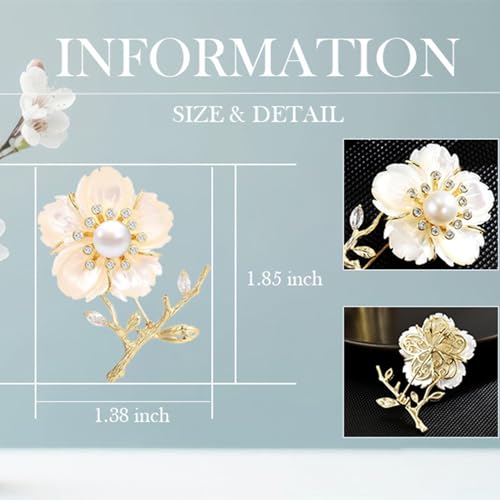 Image of Flower Brooch Pin Rhinestones Pearl Flower Brooches Floral Pin Jewelry for Women Girls
