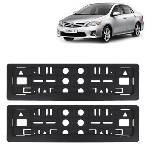Image of KINGSWAY Corolla Altis Car Number Plate Frames for All 2007 to 2013 Models of Toyota Car Registration Plate Holders, Black Licence Plate Covers (Front and Rear), Universal Size 51.5 x 14.5 cm