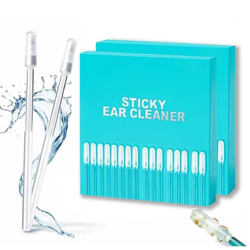 48Pcs Sticky Ear Cleaning Stick for Adults Large Reusable Sticky Ear Cleaner Picks Gentle Soft Ear Care Cleaning Sticks with Dust Cover